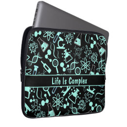modern aqua blue biochemistry life is complex  laptop sleeve