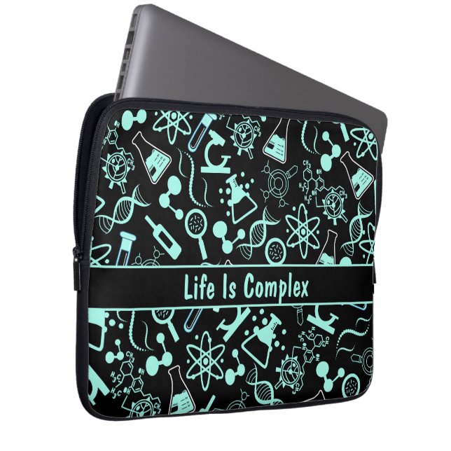modern aqua blue biochemistry life is complex  laptop sleeve (Front Right)