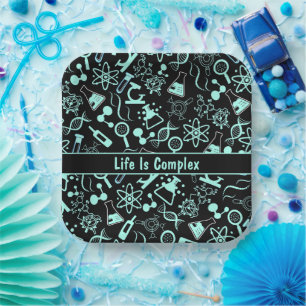modern aqua blue biochemistry life is complex paper plates