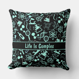 modern aqua blue biochemistry life is complex  throw pillow