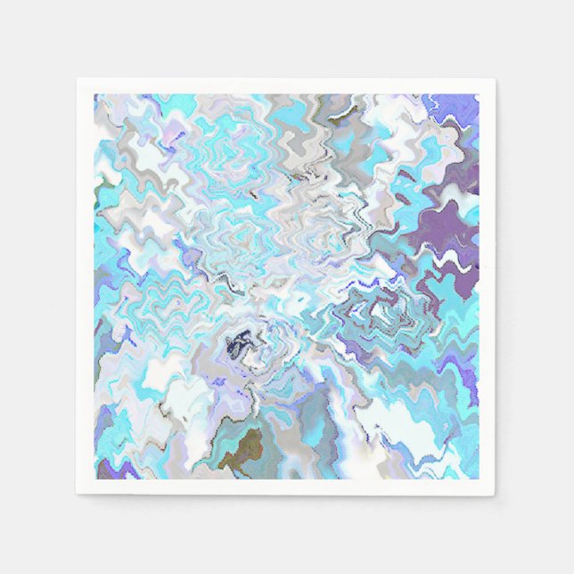 Modern Aqua Blue Design Cocktail Paper Napkins (Front)