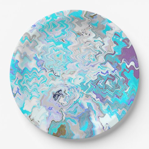 Modern Aqua Blue Design Spring Summer Chic Paper Plates