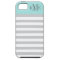 Modern Aqua Blue Gray Stripes Custom Monogram