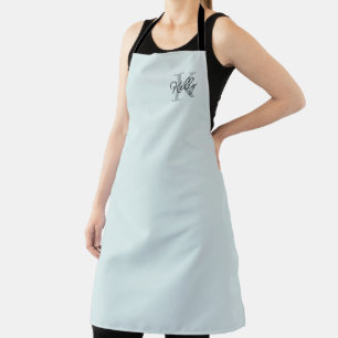 Modern Aqua Blue Monogram Script Apron