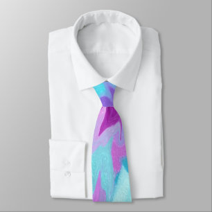 Modern Aqua Blue Pink Abstract Neck Tie
