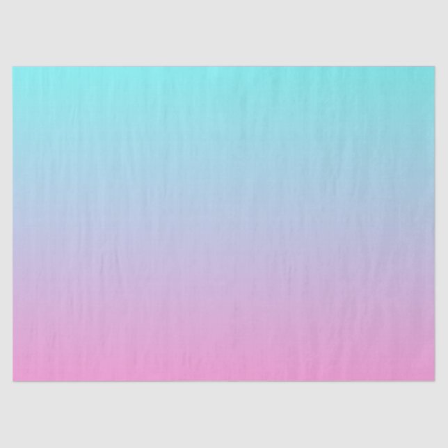 Modern Aqua Blue Pink Gradient Ombre Tissue Paper (Front)