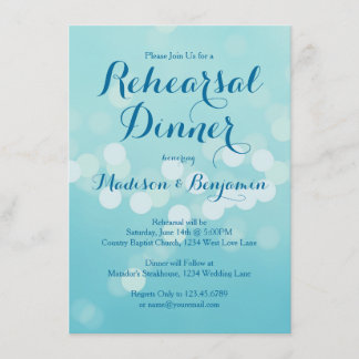 Modern Aqua Blue Rehearsal Dinner Invitations