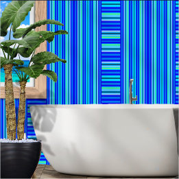 Modern Aqua Blue Stripe Wallpaper