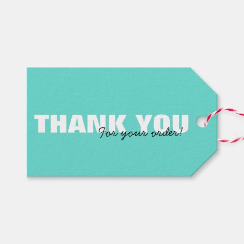 Modern Aqua Blue Thank You for Your Order Hanging Gift Tags