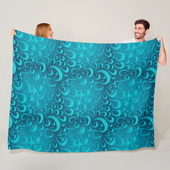 Modern Aqua Blue Trendy Fleece Blanket (In Situ)
