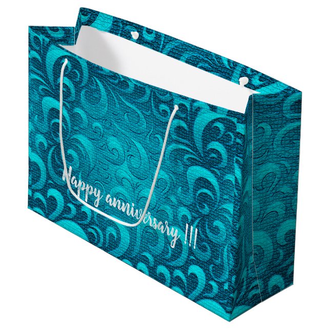 Modern Aqua Blue Trendy Large Gift Bag (Front Angled)