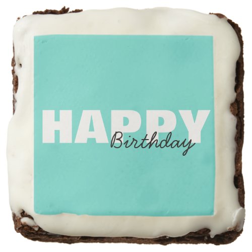 Modern Aqua Blue Typography Happy Birthday Party   Brownie