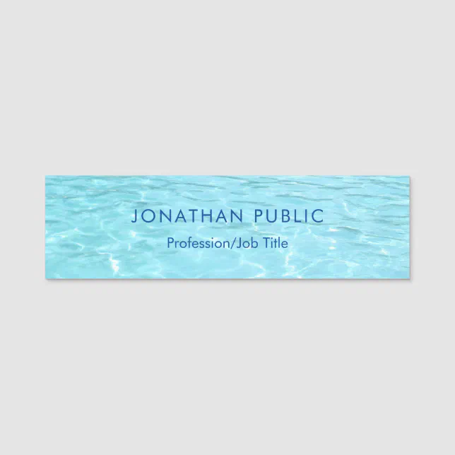 Modern Aqua Blue Water Nature Elegant Template Name Tag | Zazzle
