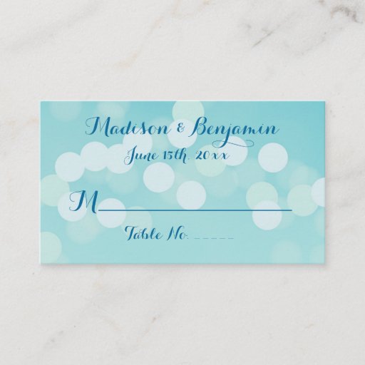 Customizable Modern Aqua Blue Wedding Place Cards Business Card