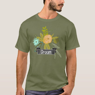 Modern Aqua Chalkboard Groom Wedding T-shirt