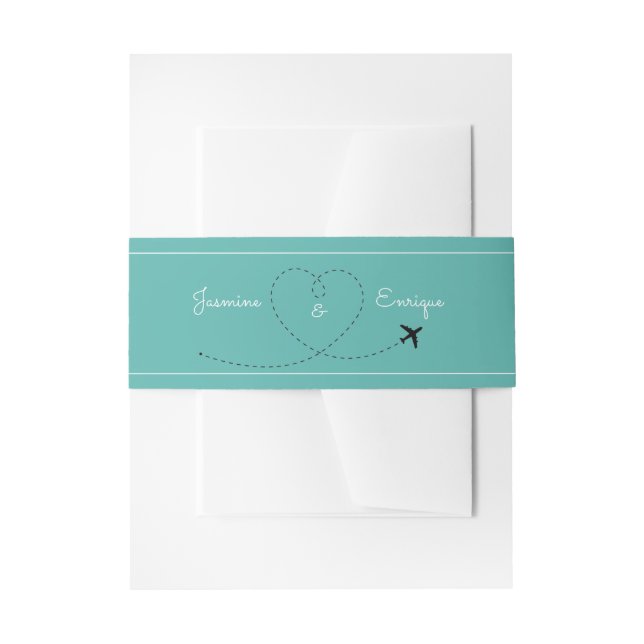 Modern Aqua Destination Wedding Invitation Belly Band (Front Example)