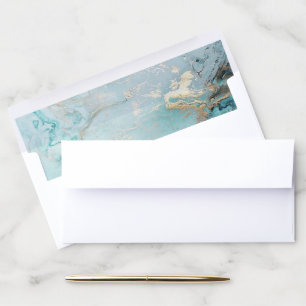 MODERN AQUA DUSKY BLUE GOLD AGATE ENVELOPE LINER