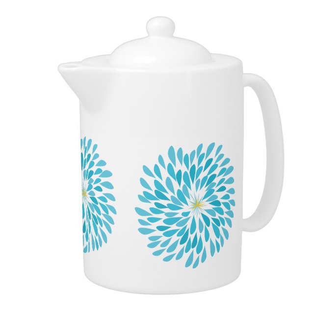 Modern Aqua Flower Teapot (Right)