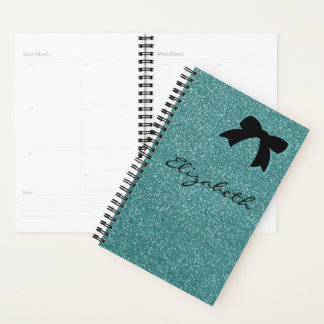 Modern Aqua Glitter Girly  Personalized Planner
