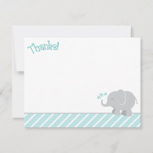 Modern Aqua Gray Elephant Baby Shower Note Card