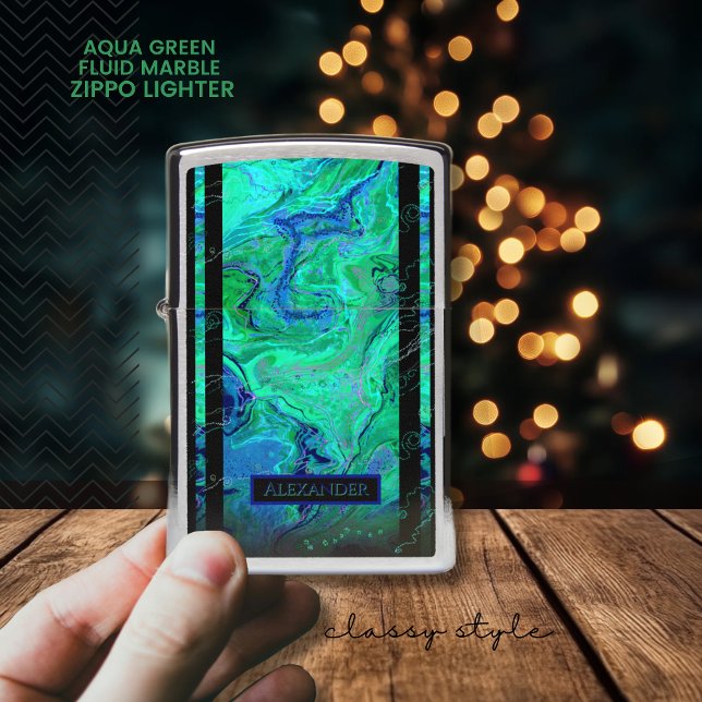 Modern Aqua Green Fluid Marble Pattern Zippo Lighter (Modern Aqua Green Fluid Marble Pattern Zippo Lighter)
