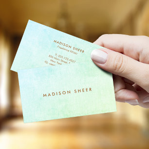 Modern Aqua Green Ombre Gradient Linen Business Card