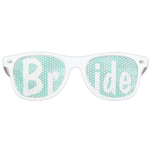 Modern aqua green watercolor wedding Bride Retro Sunglasses