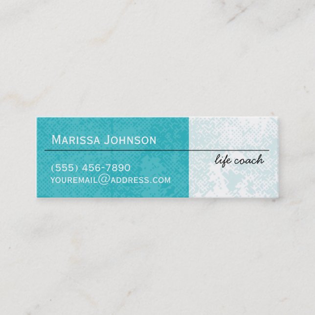 Modern Aqua Grunge Chevron Mini Business Cards (Front)