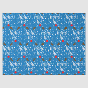 Modern Aqua Ho-Ho-Ho Christmas Script Decoupage Tissue Paper