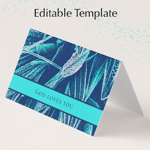 Modern Aqua Nature Custom Bible Scripture Church Business Card