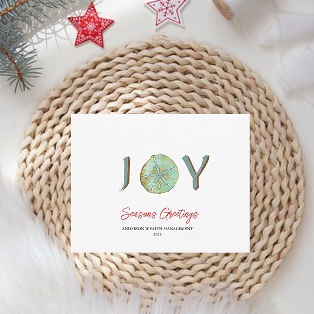 Modern Aqua Nautical Christmas JOY Holiday  Card (Creator Uploaded)