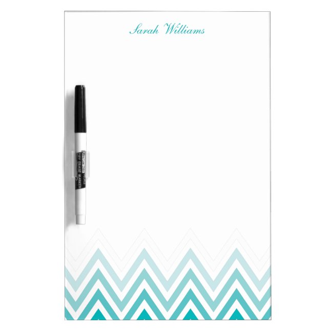 Modern Aqua Ombre Chevrons Dry-Erase Board (Front)