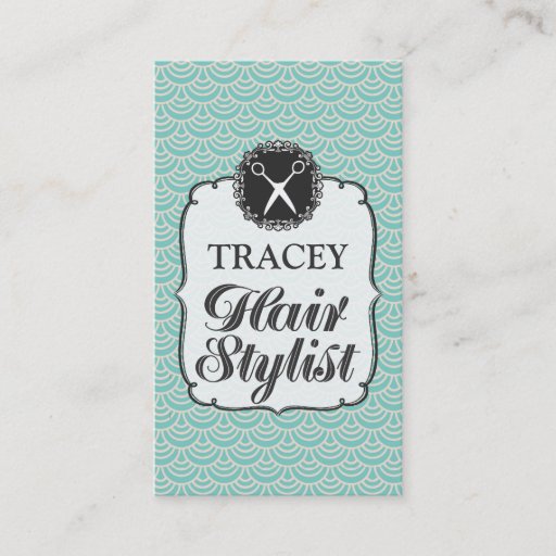 Customizable Modern Aqua Scales Hair Stylist Appointment Cards Business Card Templates