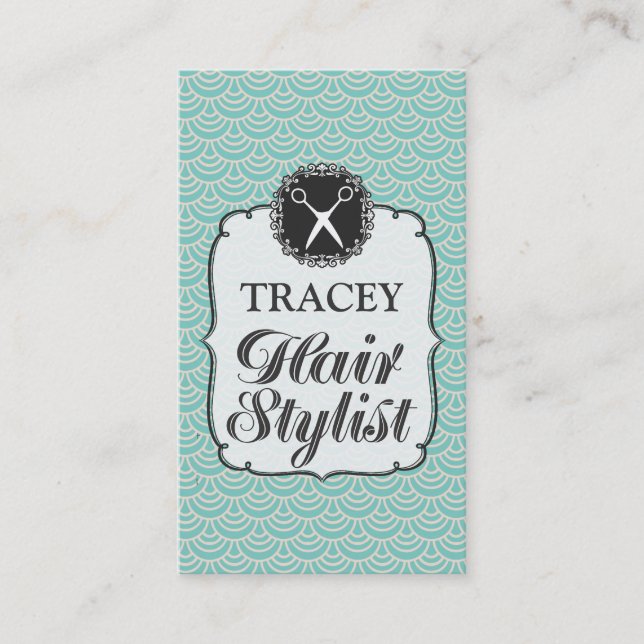 Modern Aqua Scales Hair Stylist Appointment Cards (Front)
