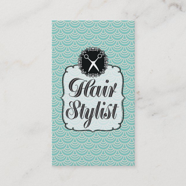 Modern Aqua Scales Hair Stylist Salon Cards (Front)