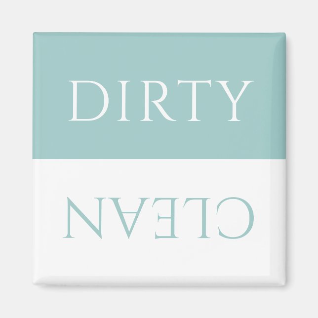 Modern Aqua Sky Blue White Dirty/Clean Dishwasher Magnet (Front)