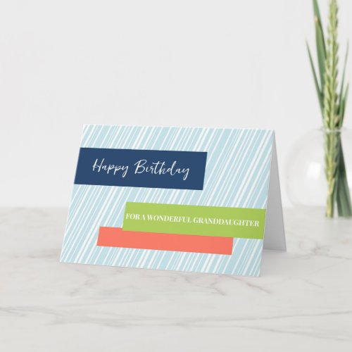 Modern Aqua Stripes Granddaughter Birthday Card
