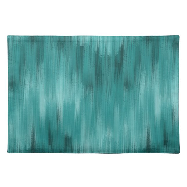 Modern Aqua Teal Monochromatic Abstract Cloth Placemat (Front)