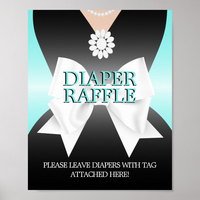 Modern Aqua Teal Tiffany Baby Shower Diaper Raffle Poster (Front)