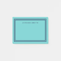 Modern Aqua Teal with Double Navy Blue Borders Post-it Notes