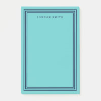 Modern Aqua Teal with Triple Navy Blue Borders Post-it Notes