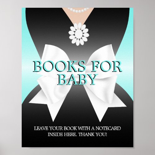 Modern Aqua Tiffany Books for Baby Shower Sign