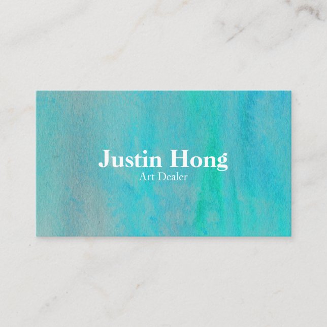 Modern Aqua Watercolor Businesscard Template Business Card (Front)