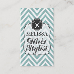 Modern Aqua White Chevron Hair Stylist Cards