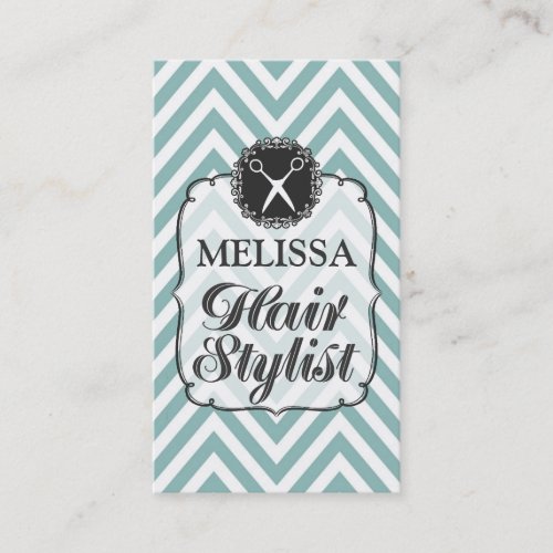 Modern Aqua White Chevron Hair Stylist Cards Business Card Templates