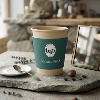 Modern Aqua Zink Branding Logo Business Name Coffee Cup Sleeve