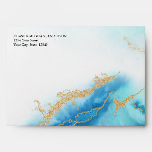 Modern Aquamarine Watercolor Geode JustCards™ Envelope