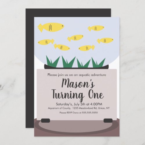 Modern Aquarium Fish Tank Birthday Invitation