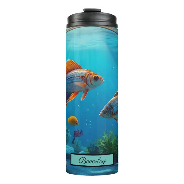 Modern Aquarium Fish Tank Customized Name  Thermal Tumbler (Front)