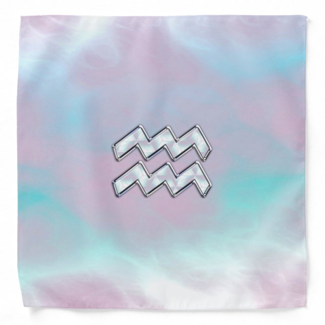Modern Aquarius Sign on Mother of Pearl Style Bandana (Front)
